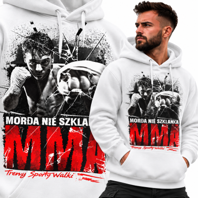 BLUZA Z KAPTUREM  SPORTY WALKI  MORDA NIE SZKLANKA
